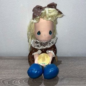 VINTAGE APPLAUSE PRECIOUS MOMENTS DOLL Blonde Brown Dress 16-17”